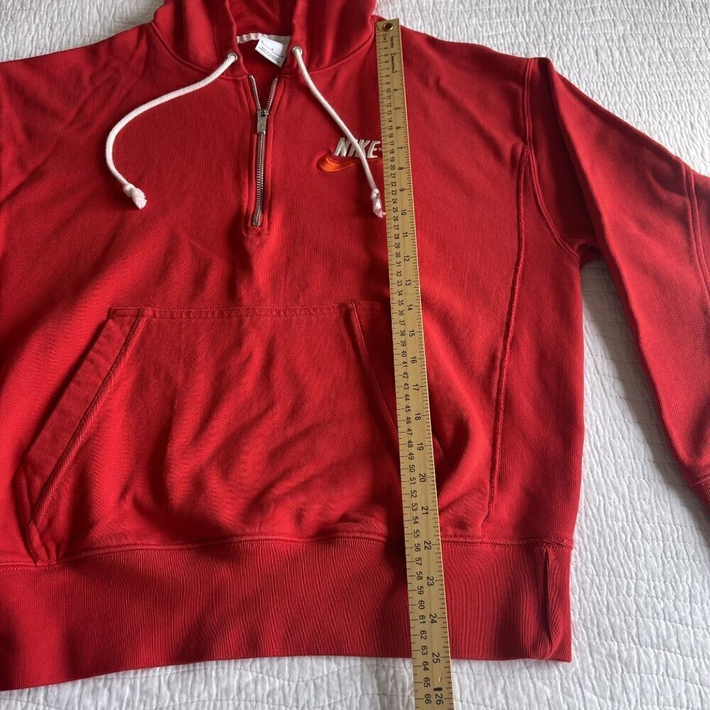Nike Mens SZ M Embroidered Logo Half Zip Hooded Fleece Pullover Pocket Red - Picture 6 of 10